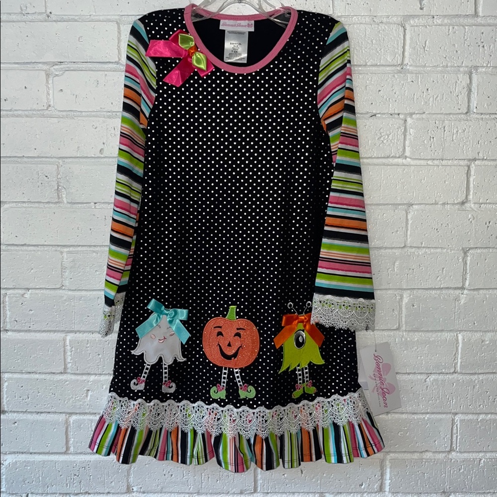 NEW w TAGS Bonnie Jean Girl Long Sleeve Halloween Dress Sz 6X Appliqué Sparkling
